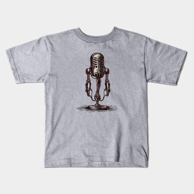 Vintage microphone robot Kids T-Shirt by Warp9